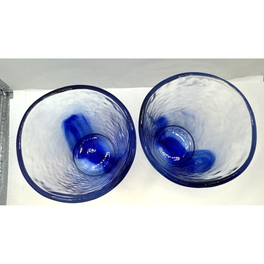 Bormioli Rocco Cobalt Swirl Glass Tumblers Italy (2) Whiskey Rocks glass - Picture 4 of 7